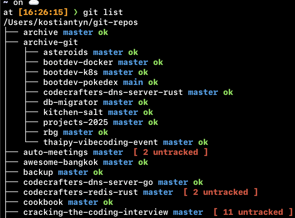git list screenshot