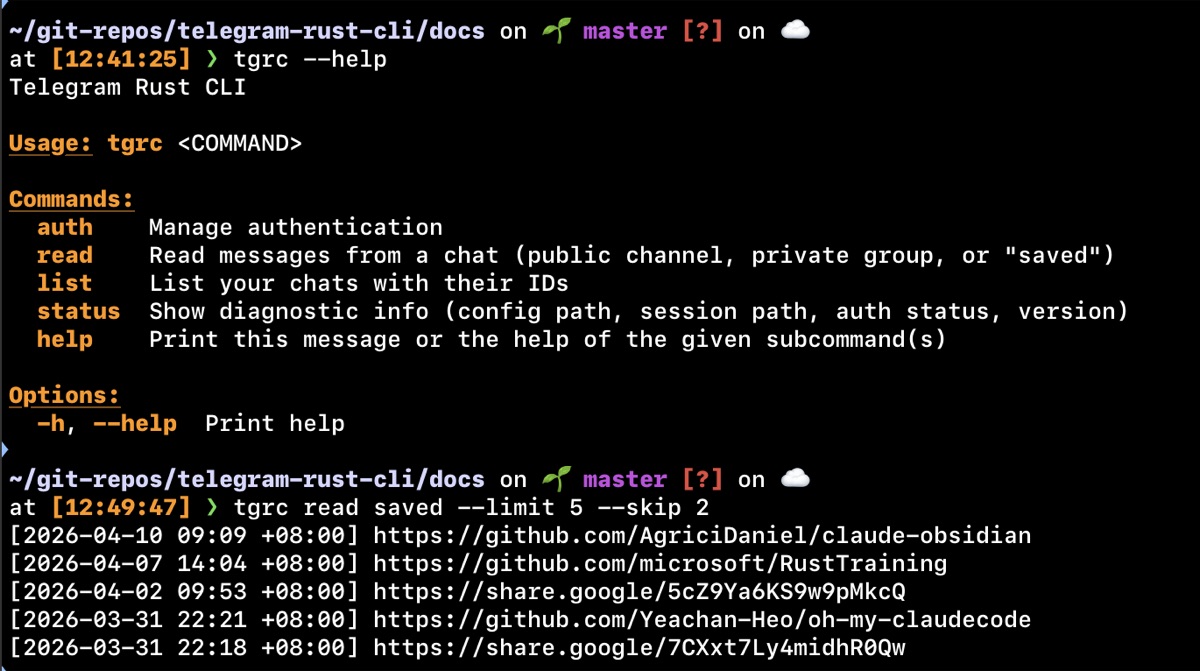 tgrc reading saved messages